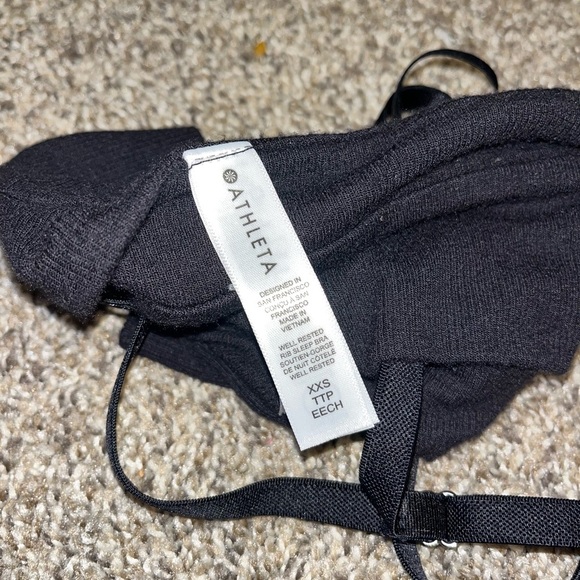 ATHLETA Well Rested Rib Sleep Bra XXSmall Black Pullover Adjustable Straps - Picture 5 of 5